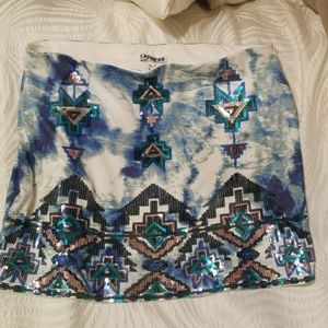 Aztec mini sequin skirt